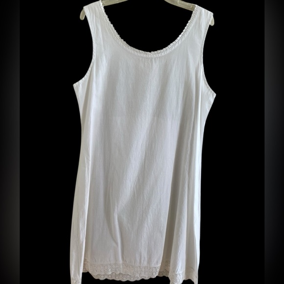 ANTIQUE HANDMADE WHITE COTTON SLIP NIGHTGOWN Lace Trim  Edwardian Cottagecore - Picture 5 of 9